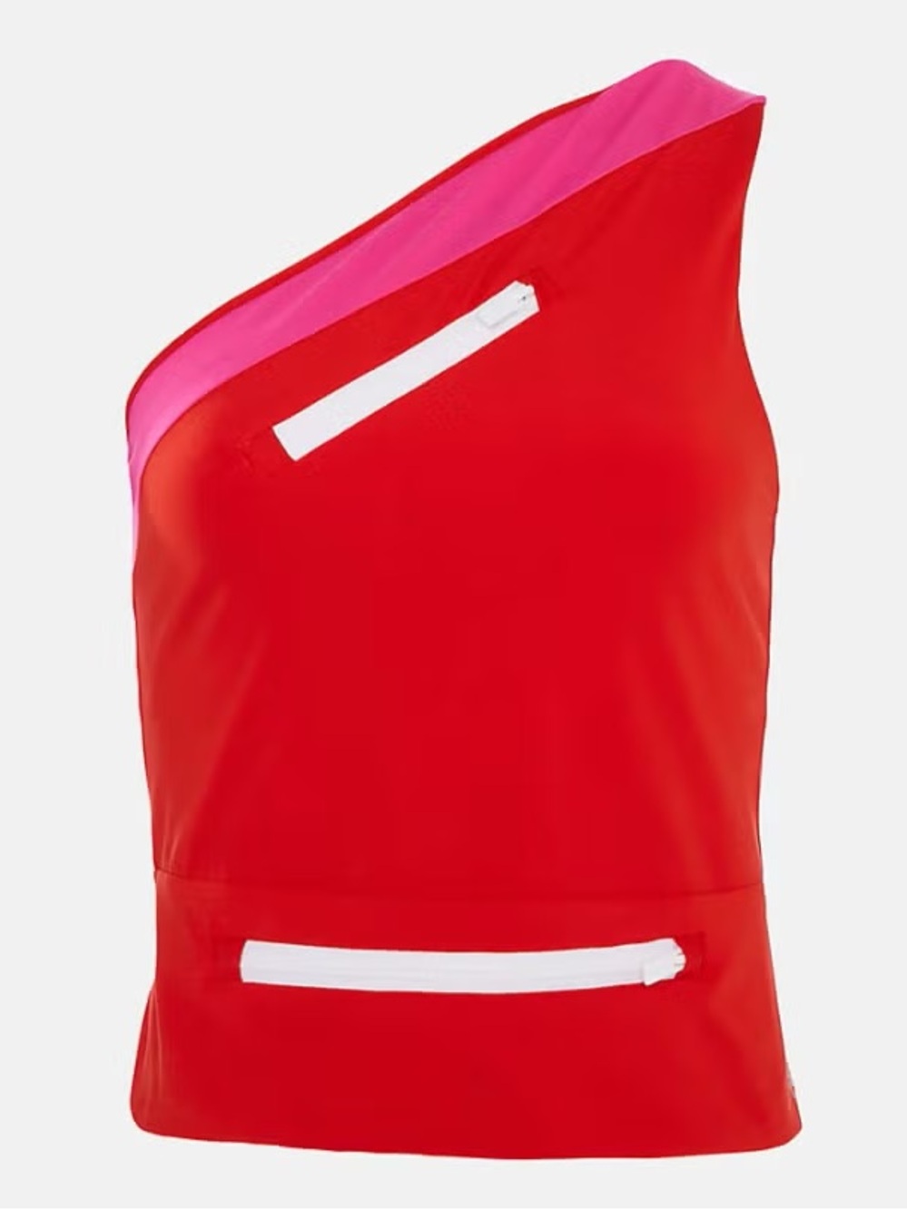 New Balance x STAUD Top pink orange one shoulder small zipper active top